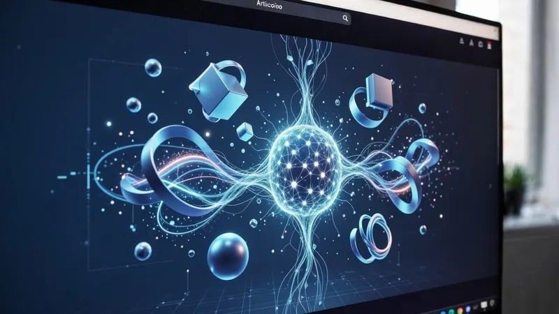 Monitor mostrando motion graphics 3D y elementos de diseño inteligente